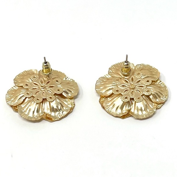 Anthropologie Crystal Blossom Earrings - Gold Floral - Picture 5 of 8